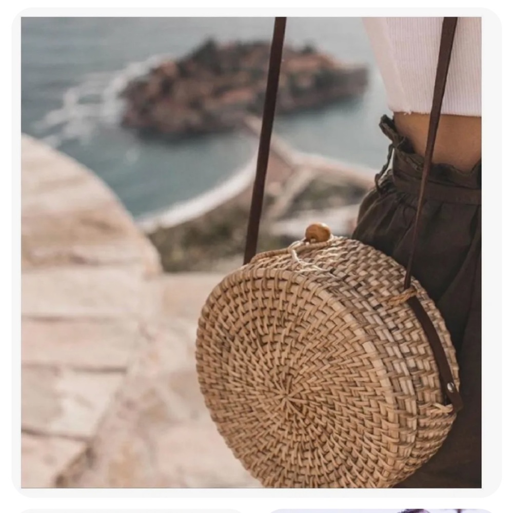 Zara Woven Round Bag - Natural Brown